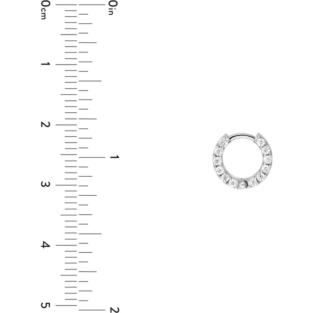 Olas d'Oro - 14K White Gold 10mm Hoop Earrings with Pave Set Diamonds - 0.60 Carat Total Diamond Weight