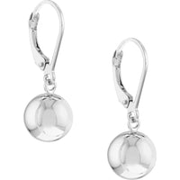 Olas d'Oro - 14K White Gold 10mm Polished Ball Drop Earrings with Leverback Closure