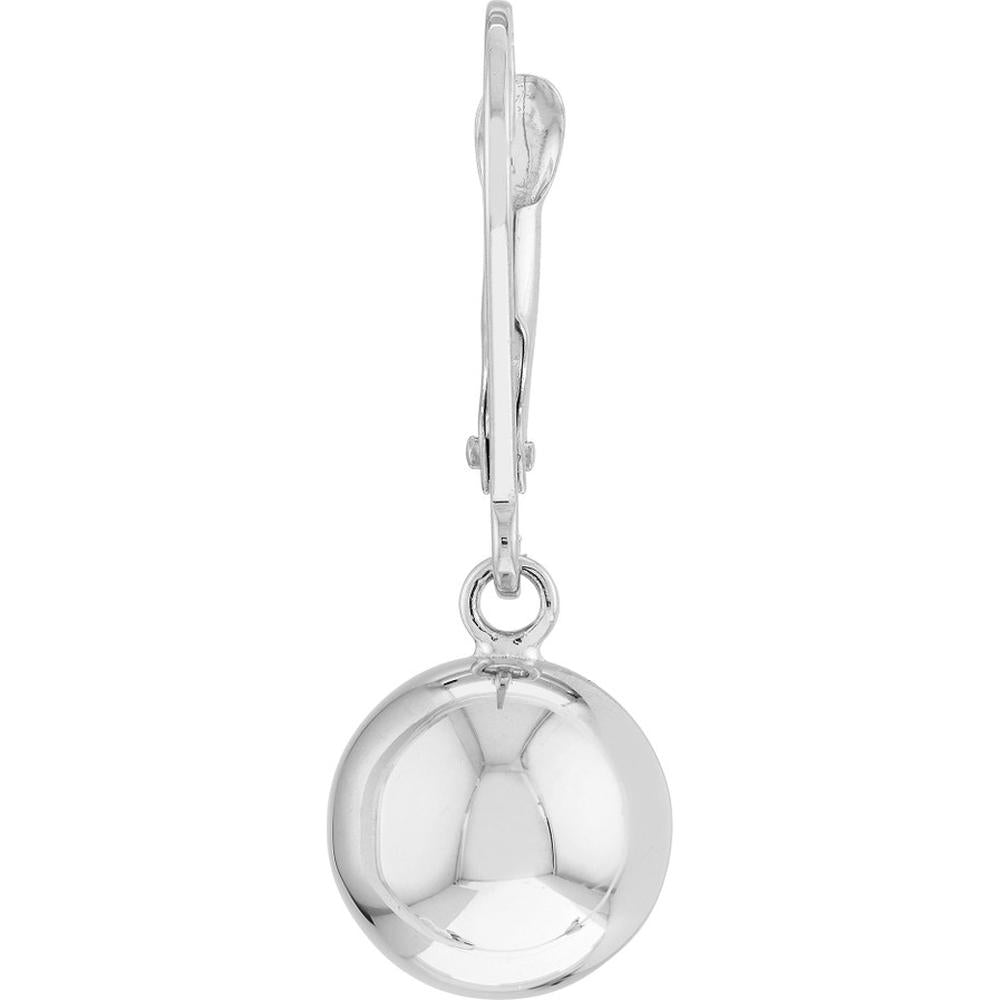 Olas d'Oro - 14K White Gold 10mm Polished Ball Drop Earrings with Leverback Closure
