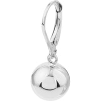 Olas d'Oro - 14K White Gold 10mm Polished Ball Drop Earrings with Leverback Closure