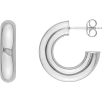 Olas d'Oro - 14K White Gold 10mm Polished Open Hoop Earrings 2.70 Grams Total Weight