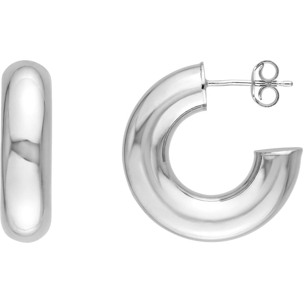 Olas d'Oro - 14K White Gold 10mm Polished Open Hoop Earrings