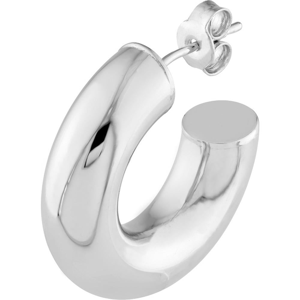 Olas d'Oro - 14K White Gold 10mm Polished Open Hoop Earrings