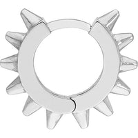 Olas d'Oro - 14K White Gold 10mm Spike Design Huggie Earrings with Snap-Lock Clasp