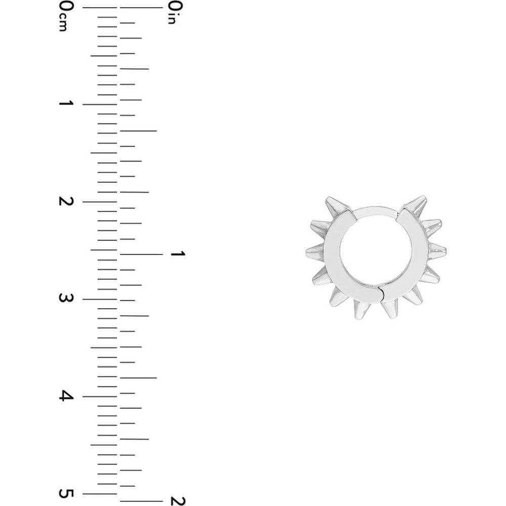 Olas d'Oro - 14K White Gold 10mm Spike Design Huggie Earrings with Snap-Lock Clasp