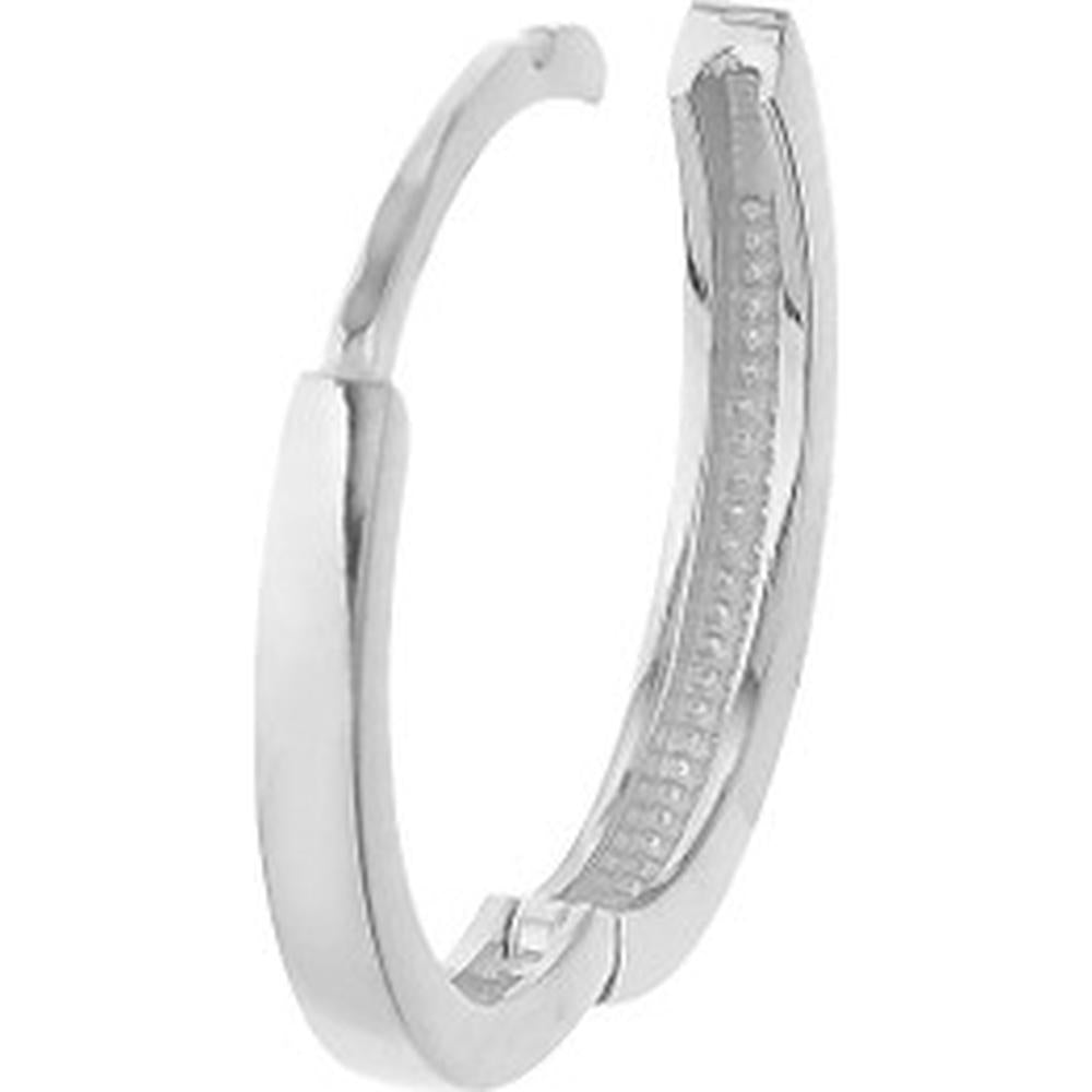 Olas d'Oro - 14K White Gold 14.25mm Square Wire Hoop Earrings with Snap-Lock Clasp - 1.55 Grams Total Weight