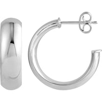 Olas d'Oro - 14K White Gold 15mm D-Tube Round Hoop Earrings - 2.40 Grams Total Weight