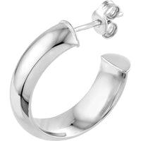 Olas d'Oro - 14K White Gold 15mm D-Tube Round Hoop Earrings - 2.40 Grams Total Weight