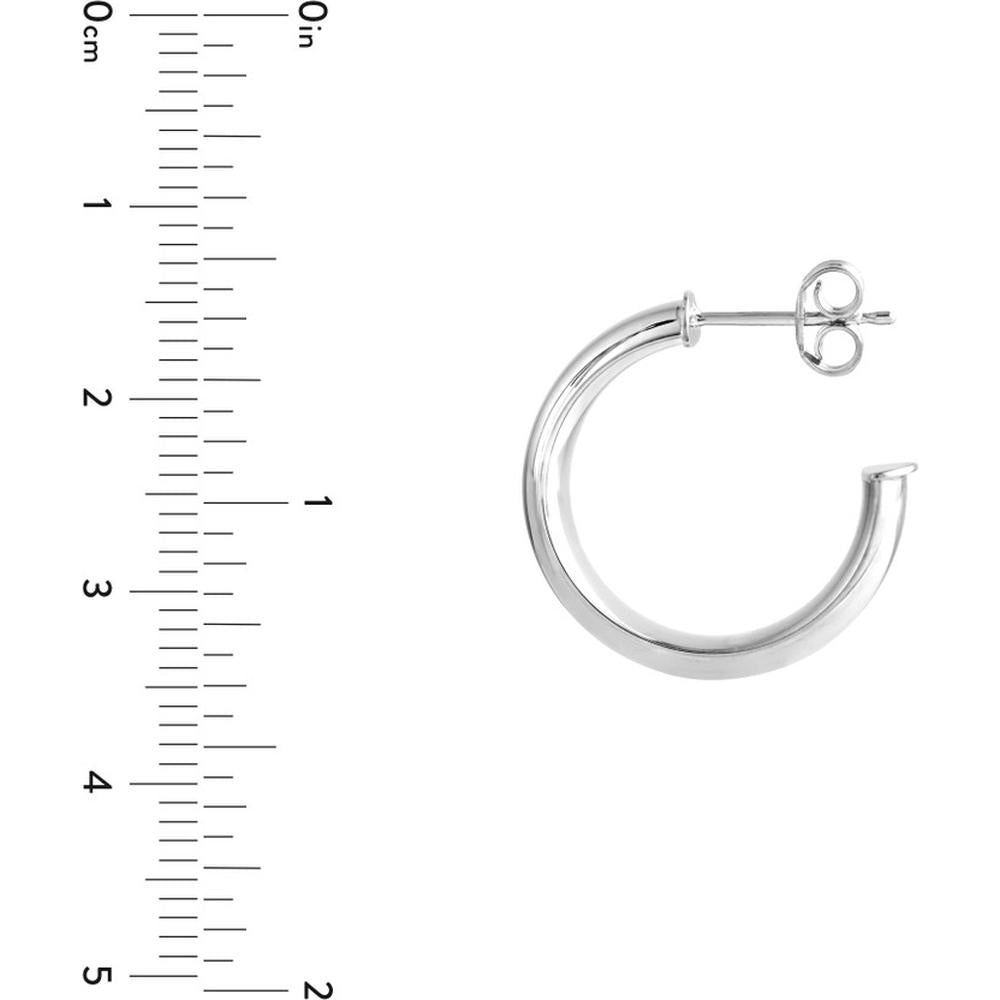 Olas d'Oro - 14K White Gold 15mm D-Tube Round Hoop Earrings - 2.40 Grams Total Weight