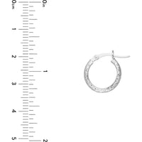 Olas d'Oro - 14K White Gold 15mm Diamond-Cut Hoop Earrings with Hinge Closure