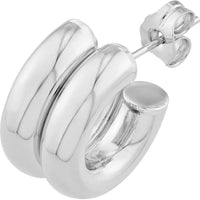 Olas d'Oro - 14K White Gold 15mm Small Double Open Hoop Earrings