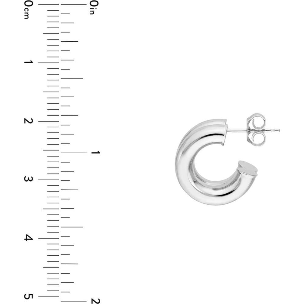 Olas d'Oro - 14K White Gold 15mm Small Double Open Hoop Earrings