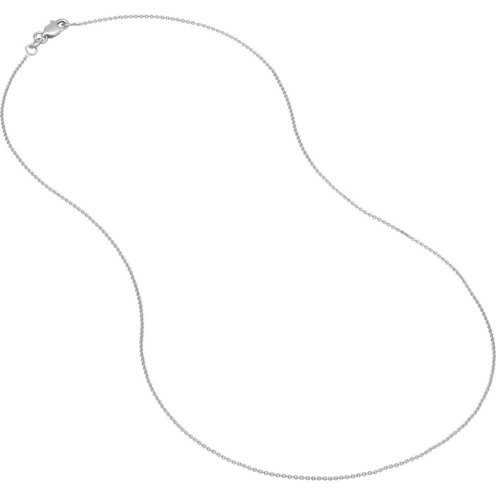 Olas d'Oro - 14K White Gold 16" Cable Chain Necklace with Lobster Clasp - 0.9mm Width