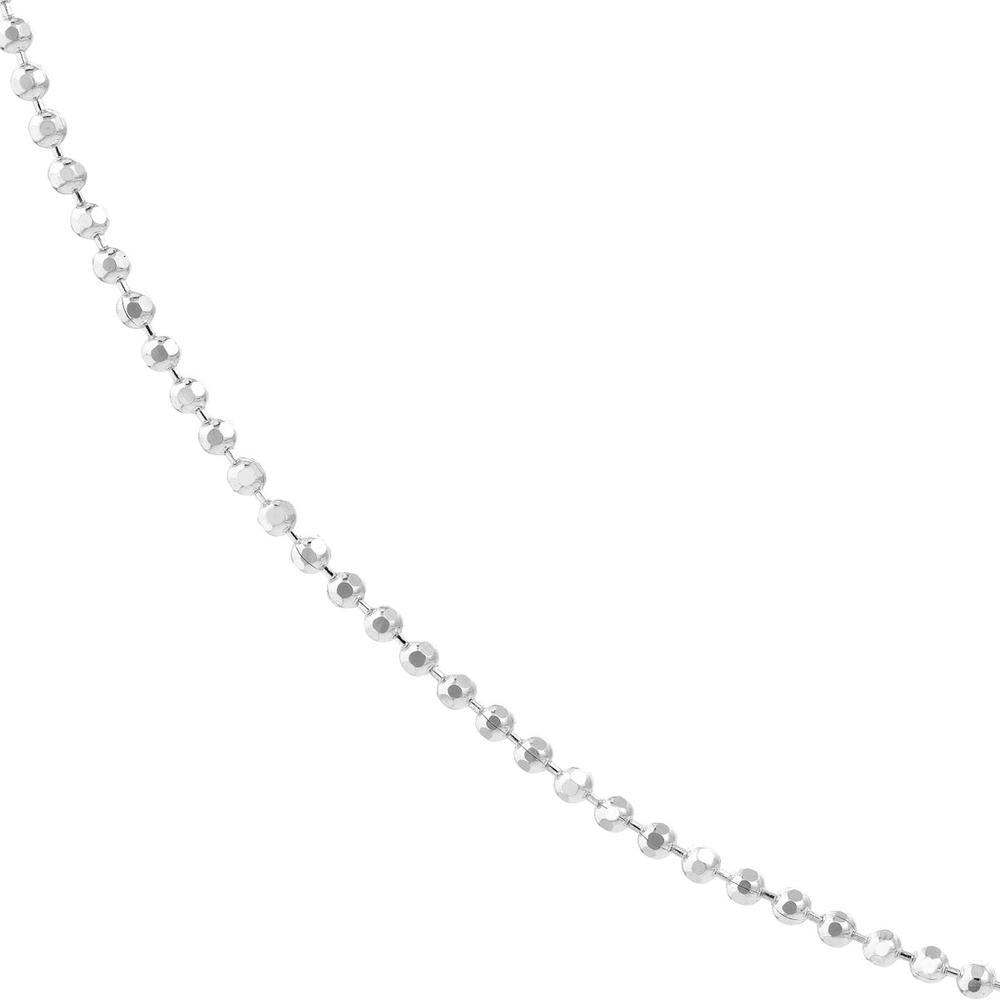 Olas d'Oro - 14K White Gold 16" Diamond-Cut Bead Chain Necklace with Lobster Clasp - 2.2 Grams
