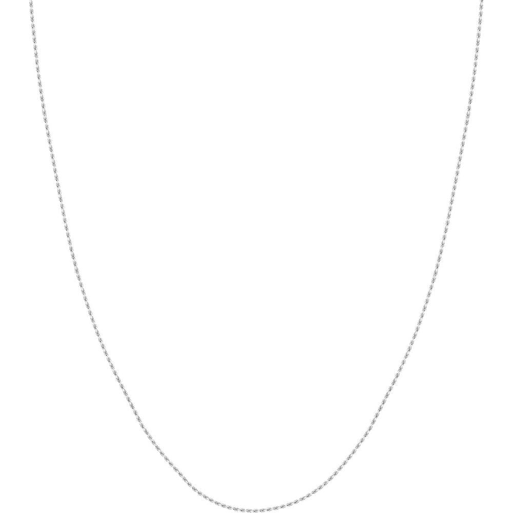 Olas d'Oro - 14K White Gold 16" Diamond-Cut Rope Chain Necklace with Lobster Lock 1.05mm Solid Width
