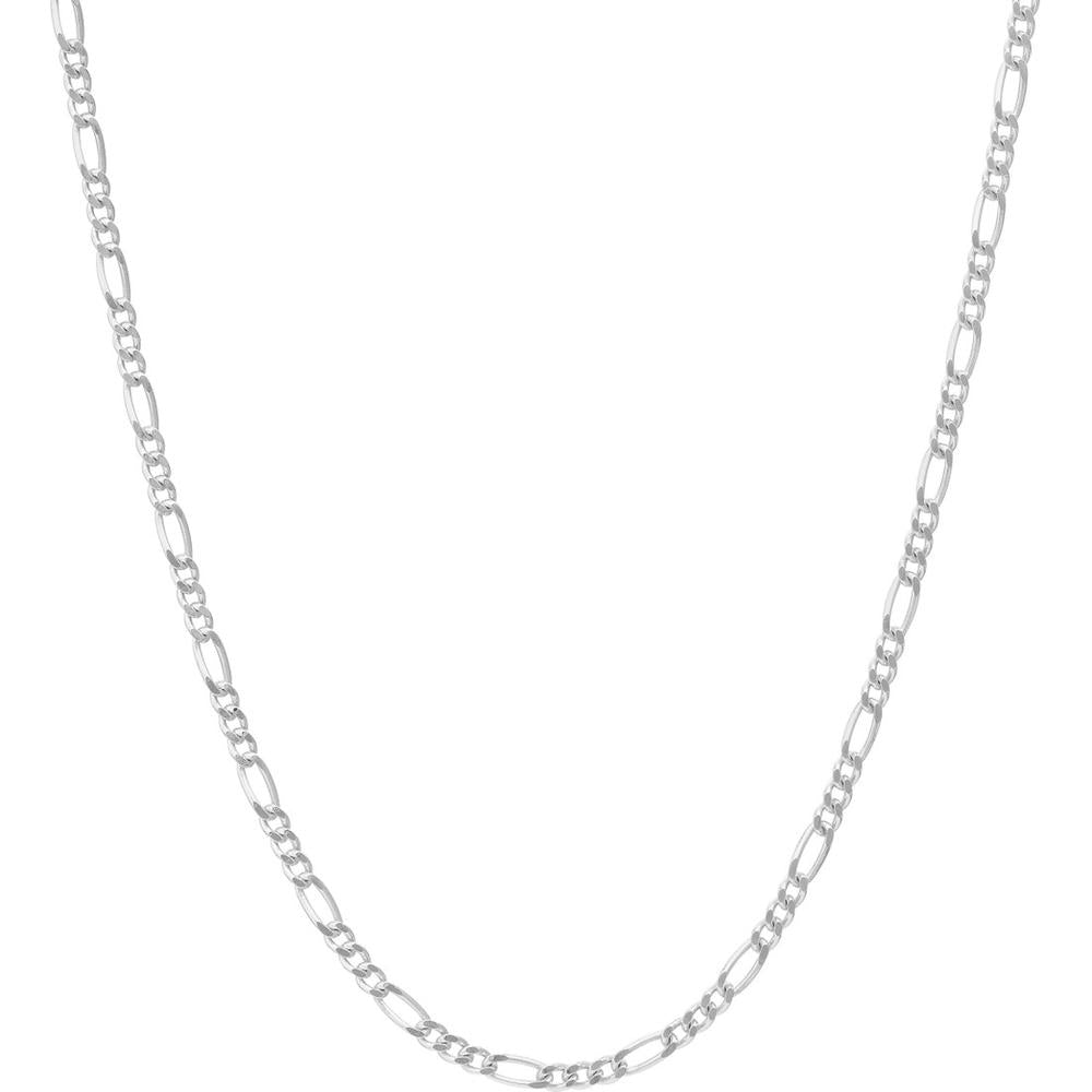 Olas d'Oro - 14K White Gold 16" 1.30mm Figaro Chain Necklace with Spring Ring Clasp