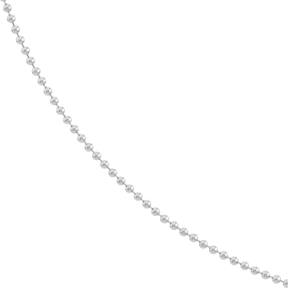 Olas d'Oro - 14K White Gold 16" Bead Necklace with Lobster Lock 1.72 Grams Total Weight