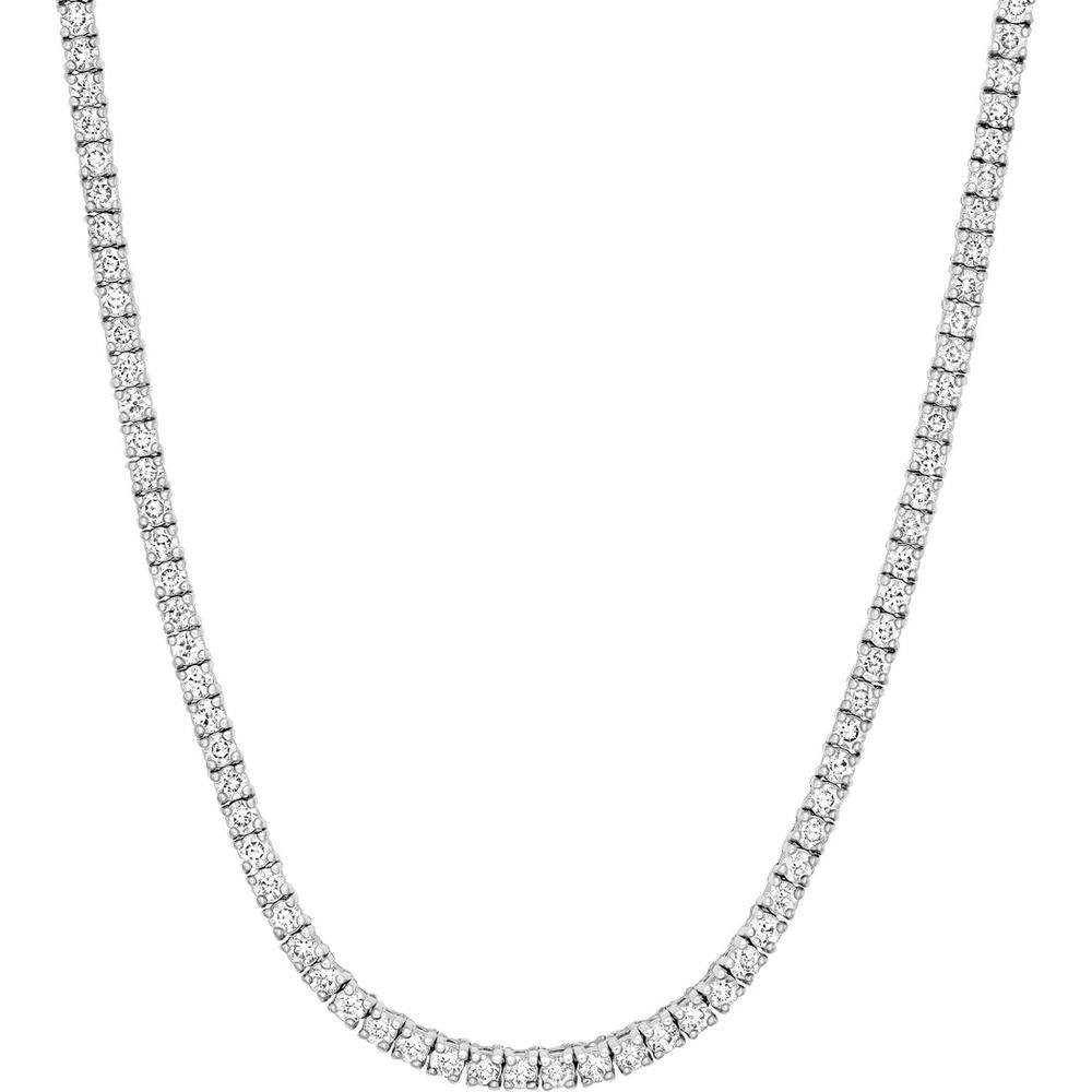 Olas d'Oro - 14K White Gold 16" Diamond Tennis Necklace with Box Lock Closure - 4.45 Carat Total Diamond Weight