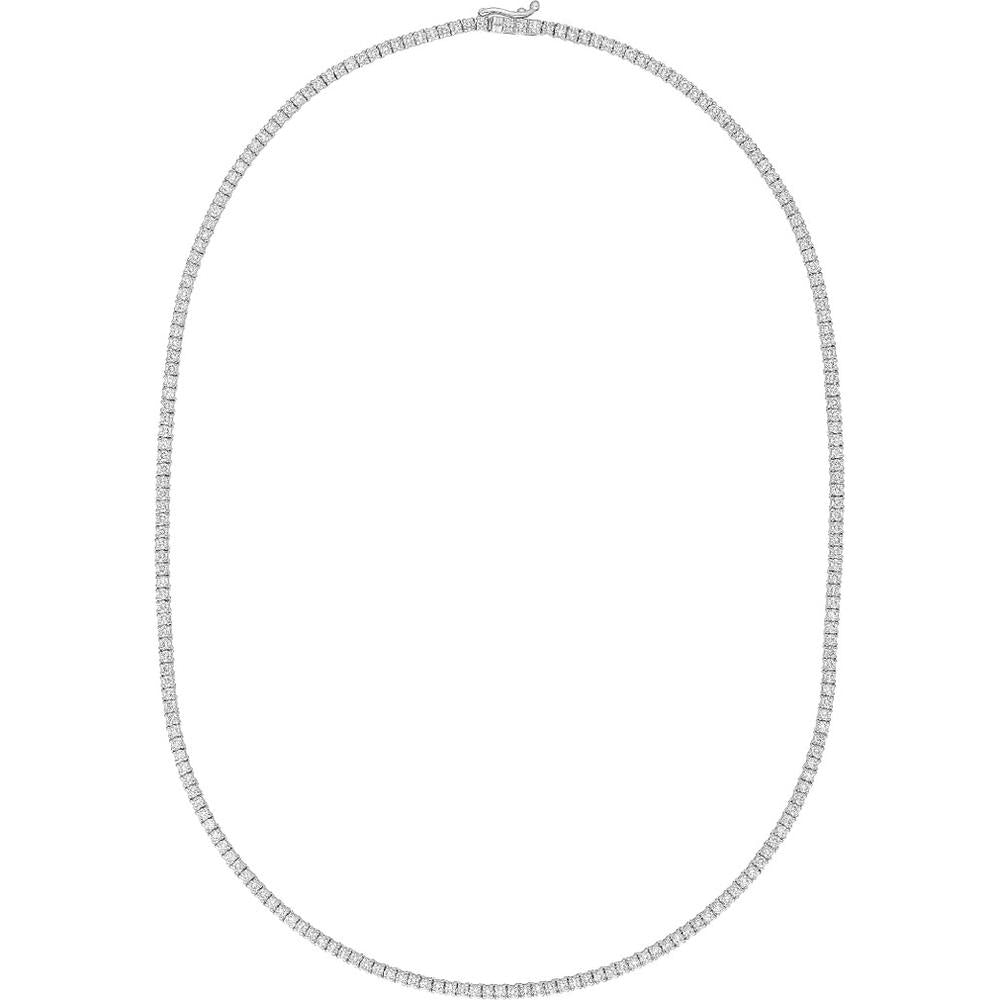 Olas d'Oro - 14K White Gold 16" Diamond Tennis Necklace with Box Lock Closure - 4.45 Carat Total Diamond Weight