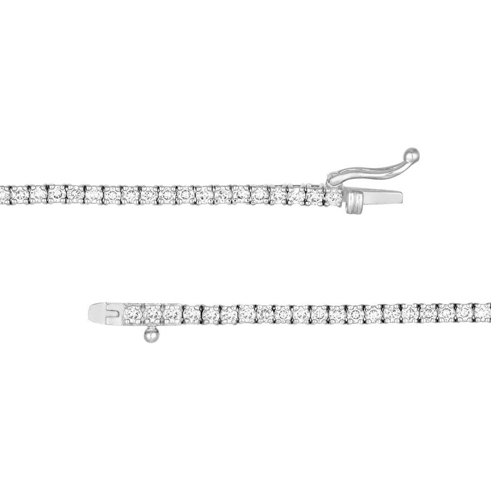 Olas d'Oro - 14K White Gold 16" Diamond Tennis Necklace with Box Lock Closure - 4.45 Carat Total Diamond Weight