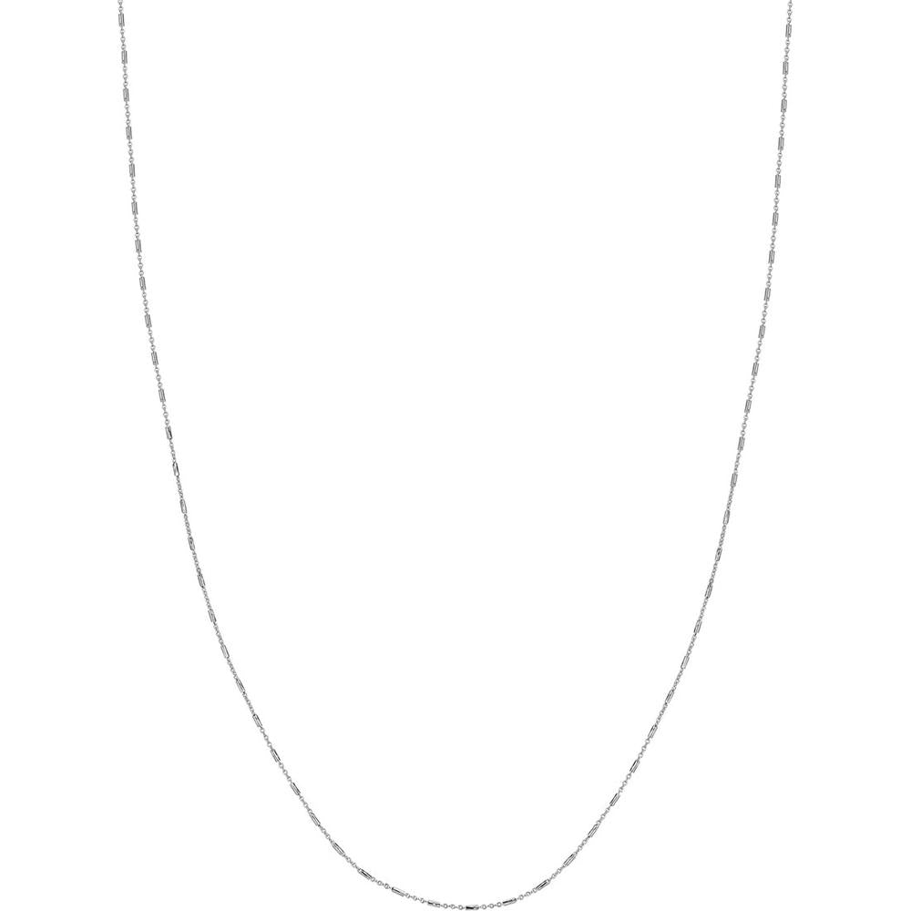 Olas d'Oro - 14K White Gold 16" Saturn Cable Chain Necklace with Barrel Stations 0.9mm Width