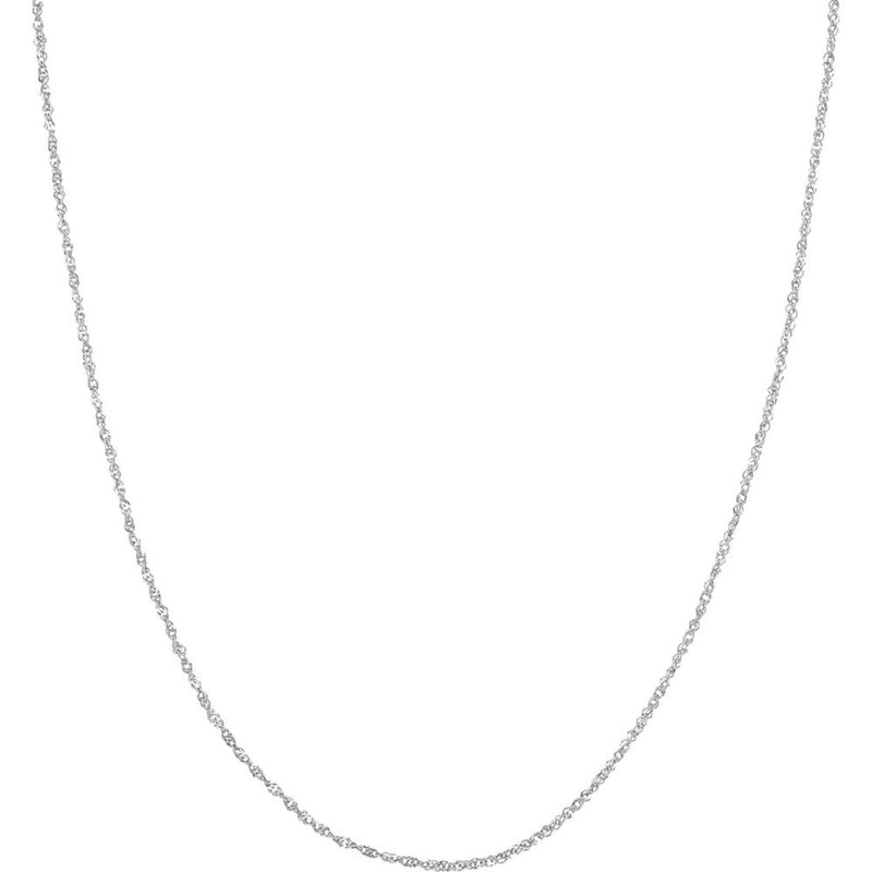 Olas d'Oro - 14K White Gold 16" Sparkle Singapore Chain - 1.5mm, Lobster Clasp, 1.72 Grams