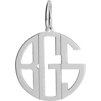 Olas d'Oro - 14K White Gold 17mm Cutout Monogram Charm - Personalized Initial Pendant