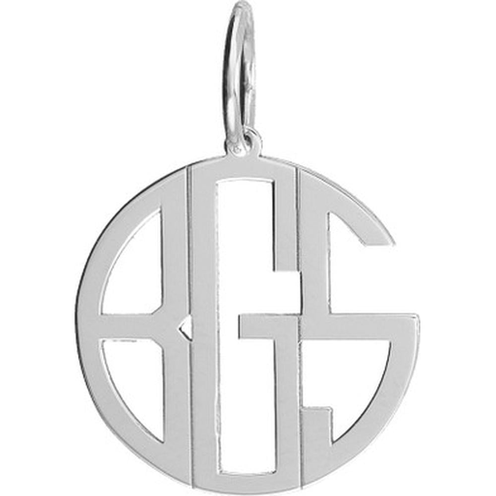 Olas d'Oro - 14K White Gold 17mm Cutout Monogram Charm - Personalized Initial Pendant