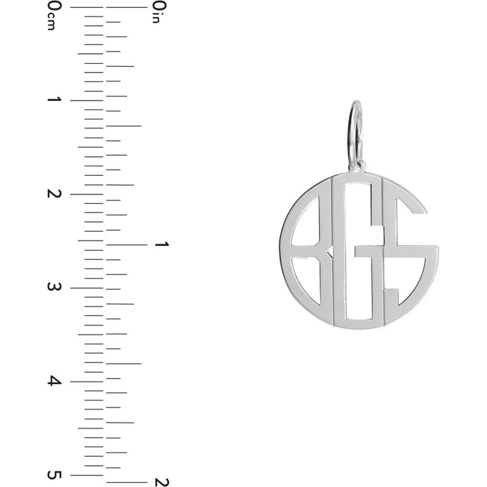 Olas d'Oro - 14K White Gold 17mm Cutout Monogram Charm - Personalized Initial Pendant