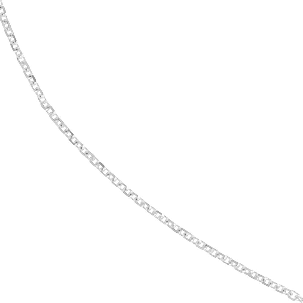 Olas d'Oro - 14K White Gold 18" Adjustable Diamond-Cut Cable Chain Necklace 1.05mm Width with Lobster Clasp