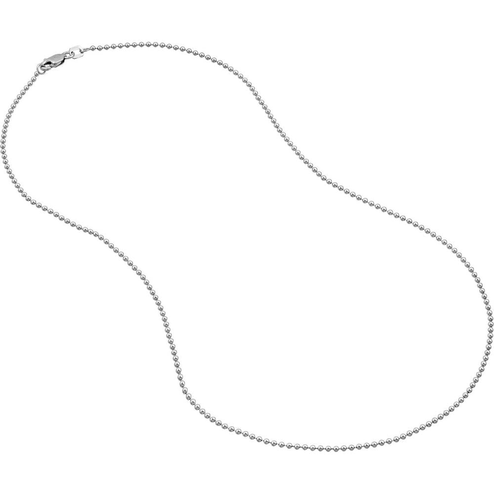 Olas d'Oro - 14K White Gold 18" Bead Chain Necklace with Lobster Lock - 3.93 Grams Total Weight