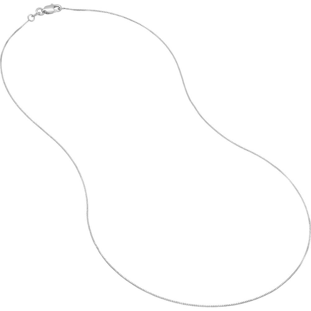 Olas d'Oro - 14K White Gold 18" Box Chain Necklace with Lobster Clasp 0.55mm Width