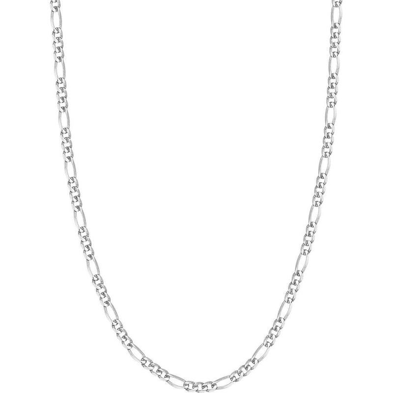 Olas d'Oro - 14K White Gold 18'' Concave Figaro Chain Necklace with Lobster Lock