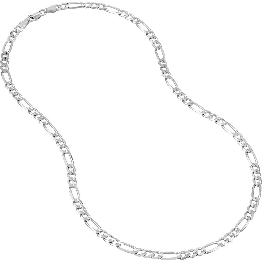 Olas d'Oro - 14K White Gold 18'' Concave Figaro Chain Necklace with Lobster Lock