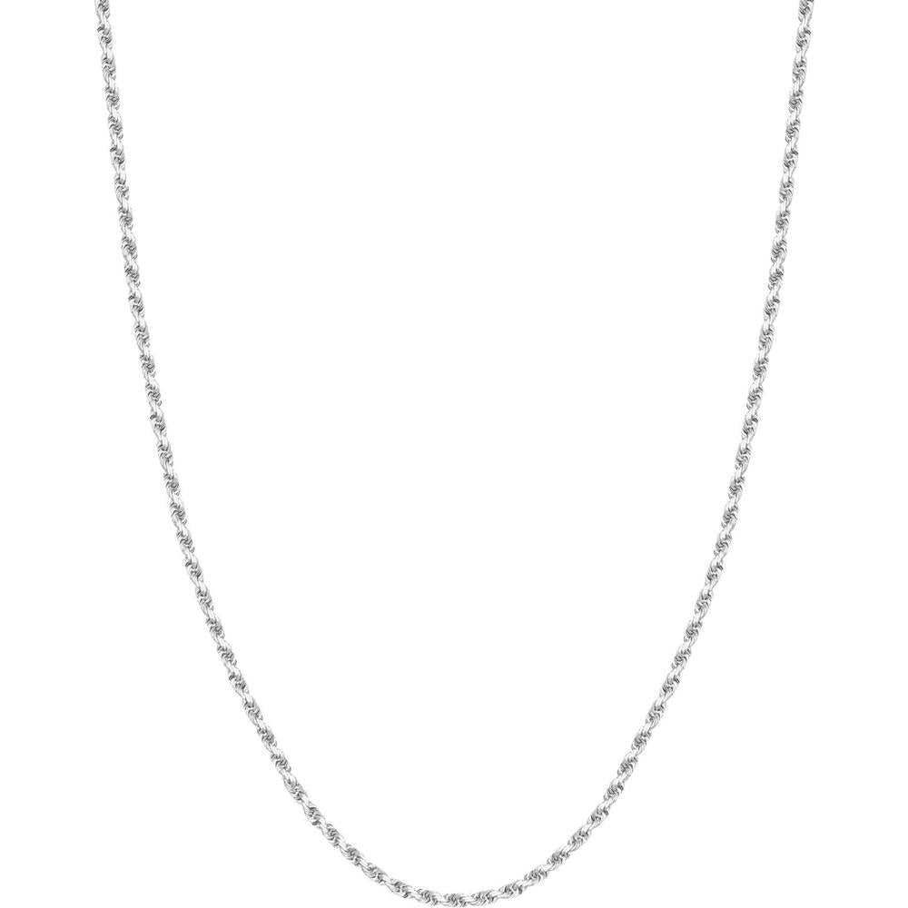 Olas d'Oro - 14K White Gold 18" Diamond-Cut Rope Chain Necklace - 3mm Width with Lobster Clasp