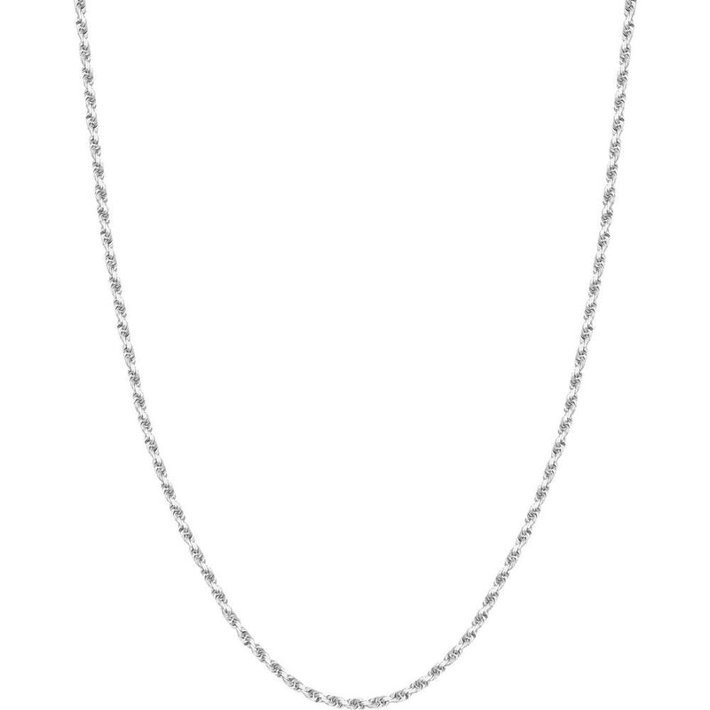 Olas d'Oro - 14K White Gold 18" Diamond-Cut Rope Chain Necklace - 3mm Width with Lobster Clasp