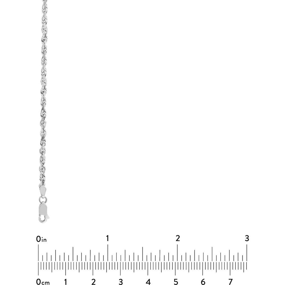 Olas d'Oro - 14K White Gold 18" Diamond-Cut Rope Chain Necklace - 3mm Width with Lobster Clasp