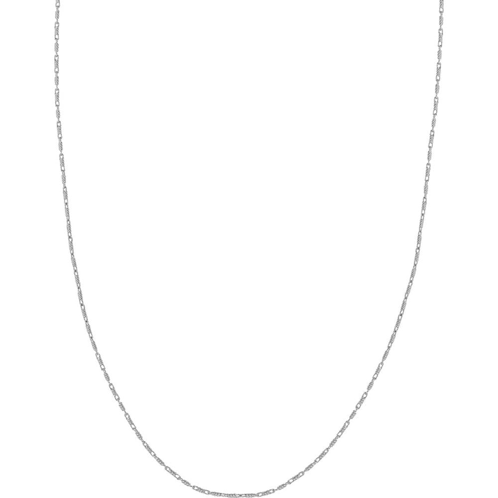 Olas d'Oro - 14K White Gold 18" Diamond-Cut Tube Bead Chain Necklace with Lobster Clasp - 0.95mm Width