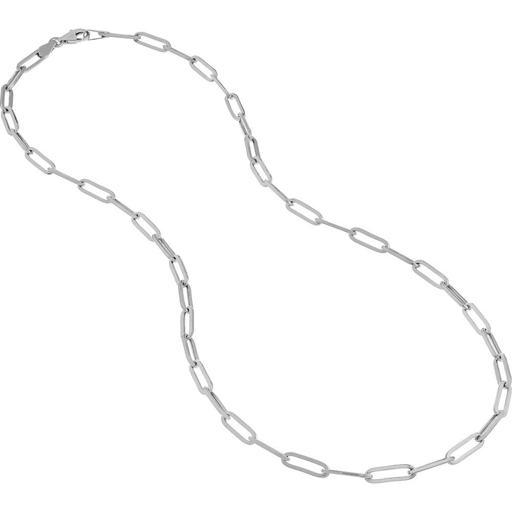 Olas d'Oro - 14K White Gold 18" Hollow Paperclip Chain Necklace with Pear Lock Clasp - 4.82 Grams