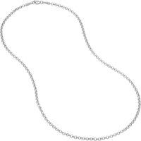 Olas d'Oro - 14K White Gold 18" Hollow Rolo Chain Necklace - 2.50mm