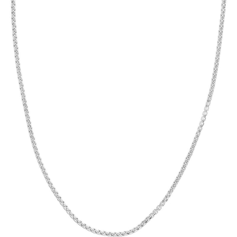 Olas d'Oro - 14K White Gold 18" Hollow Round Box Chain Necklace with Lobster Lock - 6.98 Grams