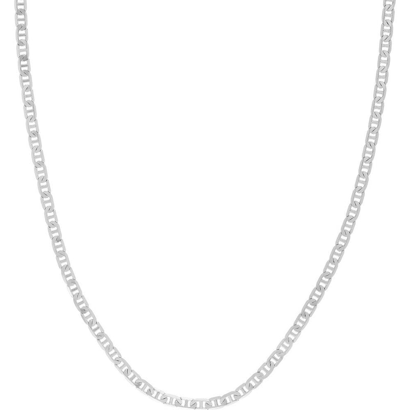 Olas d'Oro - 14K White Gold 18" 3.7mm Mariner Chain Necklace with Lobster Lock - 11.15 Grams Total Weight