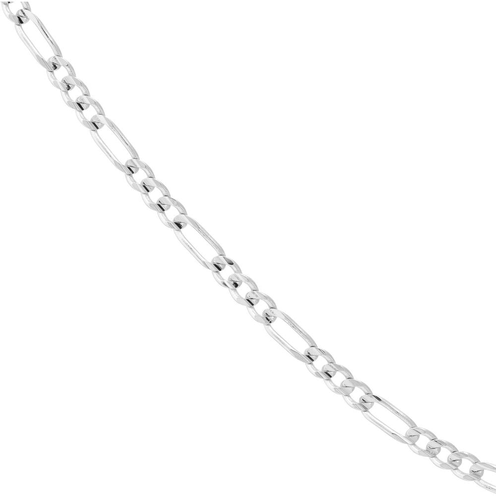 Olas d'Oro - 14K White Gold 18" Concave Figaro Chain Necklace - 4.51 Grams Total Weight
