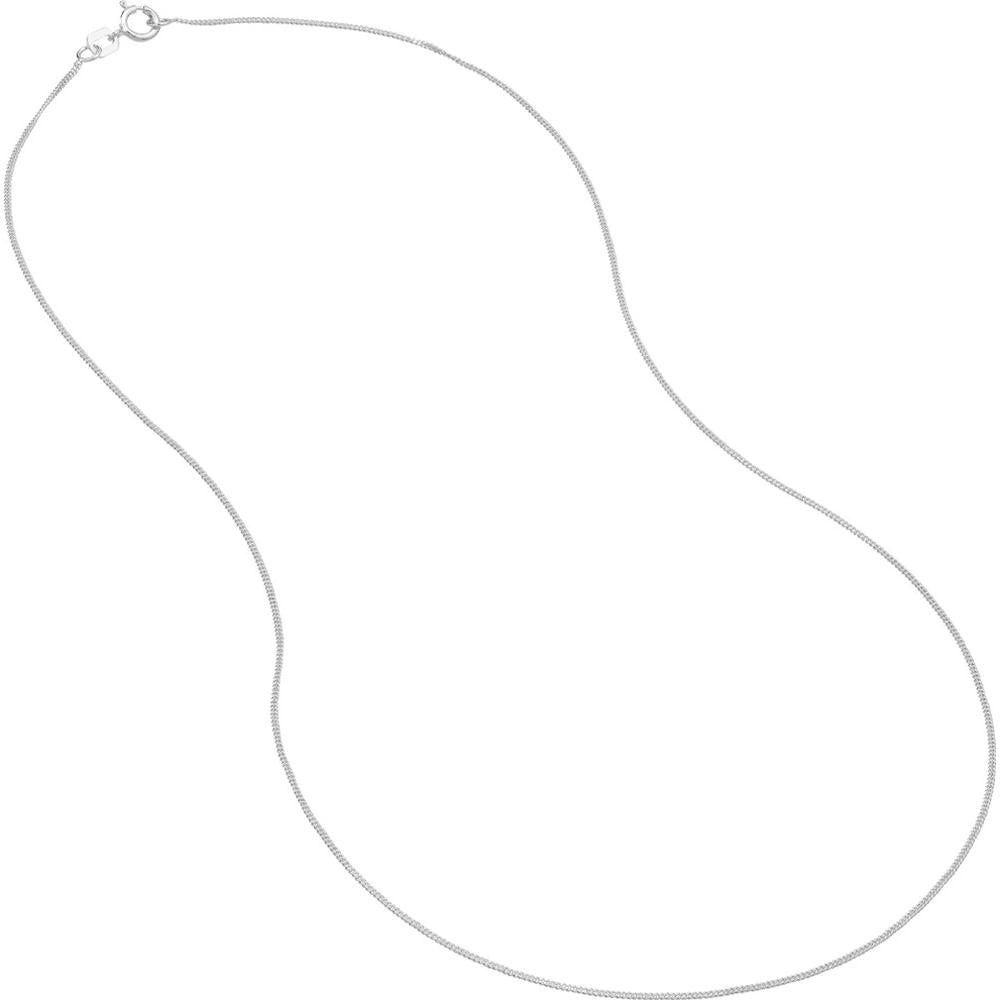 Olas d'Oro - 14K White Gold 18" Curb Chain Necklace with Spring Ring Clasp - 1.3 Grams Total Weight