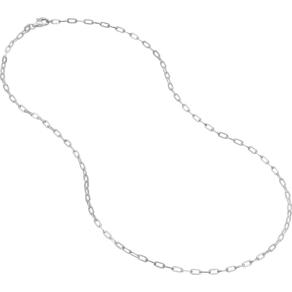 Olas d'Oro - 14K White Gold 18" Paper Clip Chain Necklace - 2.1mm Width, Solid Gold