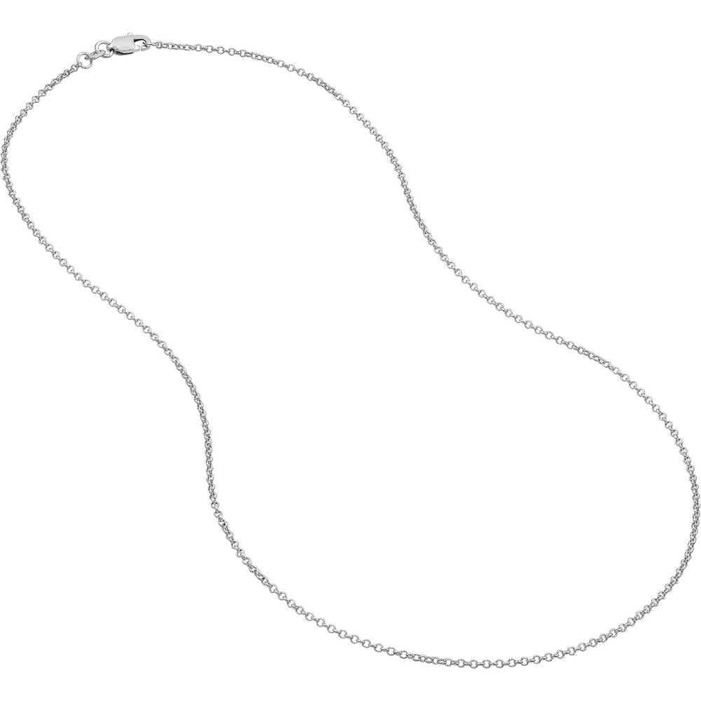 Olas d'Oro - 14K White Gold 18" Rolo Chain Necklace with Lobster Lock - 1.4 Grams