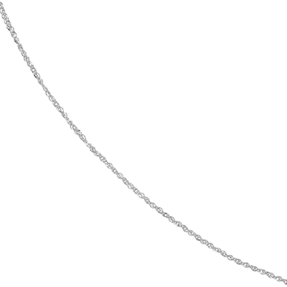 Olas d'Oro - 14K White Gold 18" Sparkle Singapore Chain Necklace with Lobster Lock - 1.37mm Width