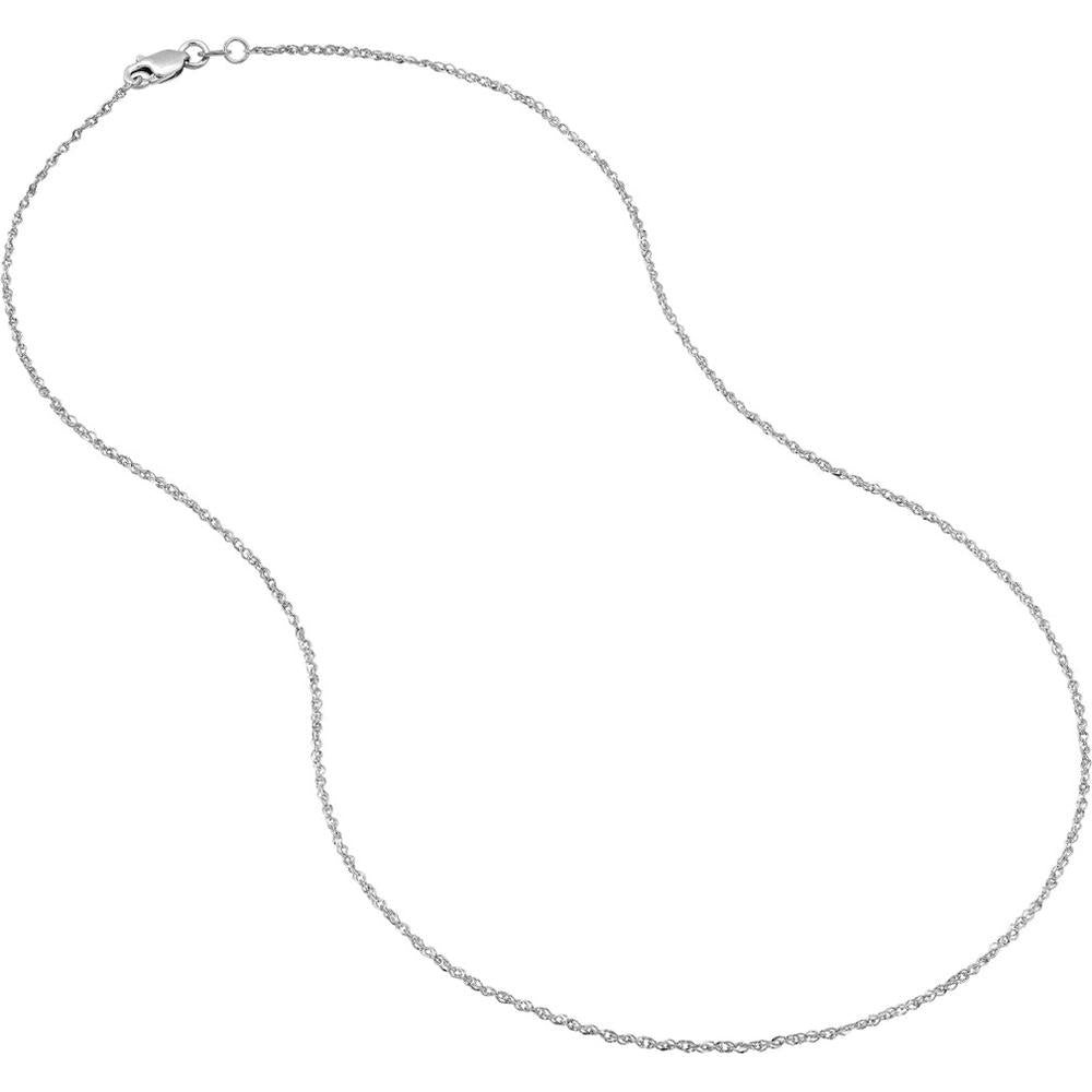 Olas d'Oro - 14K White Gold 18" Sparkle Singapore Chain Necklace with Lobster Lock - 1.37mm Width