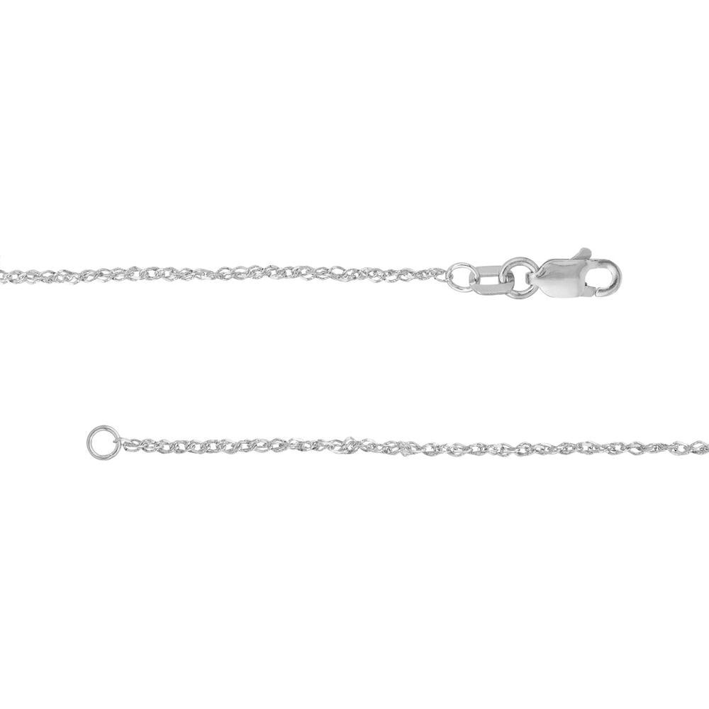 Olas d'Oro - 14K White Gold 18" Sparkle Singapore Chain Necklace with Lobster Lock - 1.37mm Width