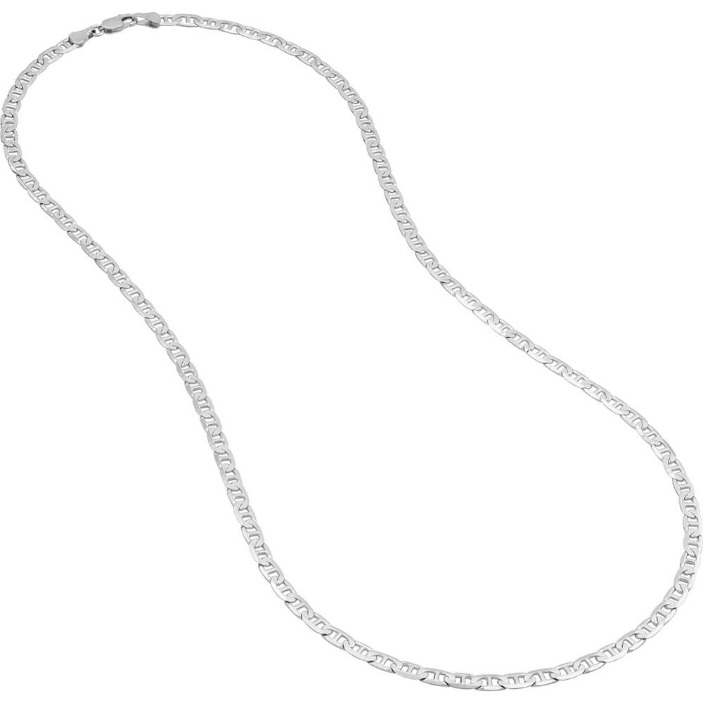 Olas d'Oro - 14K White Gold 18'' Mariner Chain Necklace with Lobster Lock  15.88g Total Weight